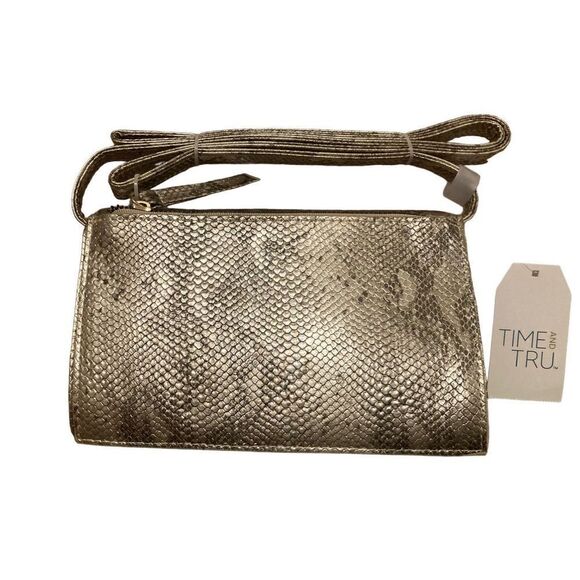 Time and Tru Crossbody Purse Clutch Snake Skin Python Snakeskin Animal Print Met - Picture 2 of 5